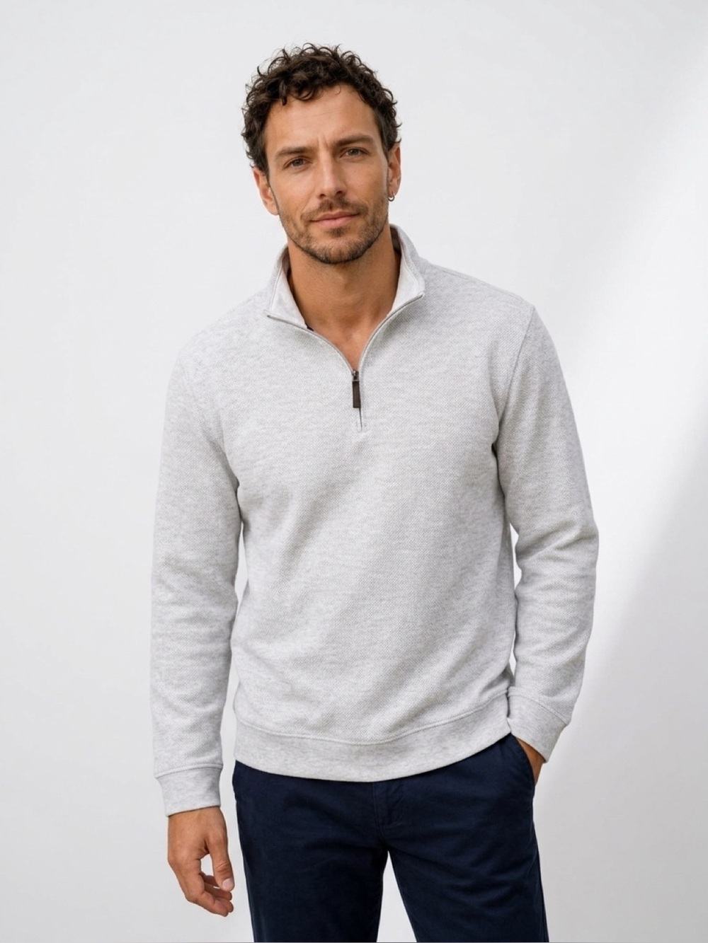 NWT Club Room Men's Birdseye Quarter-Zip
Pullover Sweater Heather Gray XL